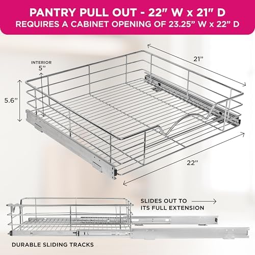 HOLDN’ STORAGE Pull Out Cabinet Organizer, Pantry Drawer, 22"W x 21"D x 5"H - Image 3