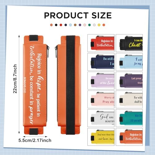 12 Pcs Elastic Pen Holder for Notebook, PU Leather, Christian - Image 2