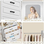 Unikito 6-14FT Wood Closet System with 6 Drawers and Mirror, White - Image 4