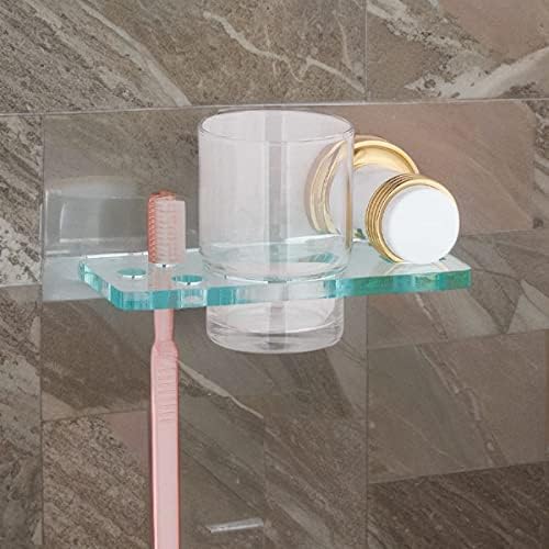 Glass Toothbrush Holder Wall Mounted Victorian Spectrum Brass Bracket - Image 2