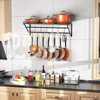 OROPY 31" Pot Rack Wall Mounted, Pot Organizer with 2 Tier Hanging Rails - Image 2