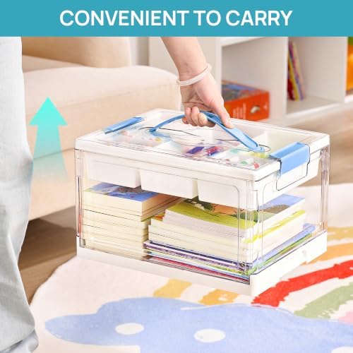 Vtopmart 24 QT Blue Clear Craft Organizer with Tray & Dividers, 1 Pack - Image 5