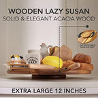 Acacia Wood Lazy Susan Wood Turntable Tray Cabinet Organizer, 12" (Two Pieces) - Image 3