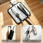 Hair Tools Travel Bag 5-Piece Set with Heat Resistant Mat Insulated Pouch and 2 Cord Straps, Large Fabric Organizer for Hot Brush Curling Iron Flat Iron Hair Dryer, Available in Black - Image 5