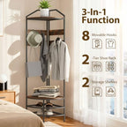 HOMCOM Corner Hall Tree, 4-Tier Coat Rack with Shoe Storage, Rustic Brown - Image 3
