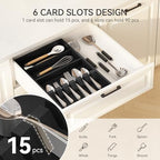 Yofidra Pure Bamboo Silverware Drawer Organizer: 16.5 Inch Large Silverware Utensil Tray Holder, 3-Compartment with 6 Card Slots Kitchen Flatware Organizer Home Essentials, 2024 New Upgrade - Image 2