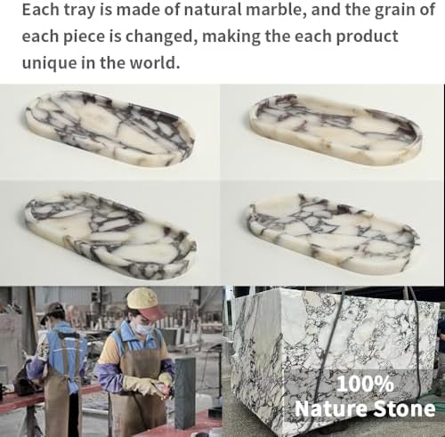 100% Natural Calaccata Viola Marble Tray, 10" x 5" Oval Tray - Image 3