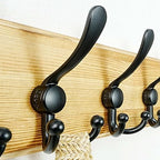 Dseap Coat Rack Wall Mount - Heavy-Duty Robust Rustic Wooden Wall Coat Hanger Hook Rail with 5 Triple Hooks for Winter Coats Hat Jacket Clothing, Light Brown & Black, Pack of 2 - Image 4