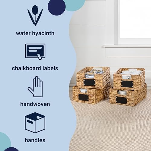 happimess Lane Hyacinth Wicker Pantry Baskets 9"x12"x5", Natural, Set of 4 - Image 3