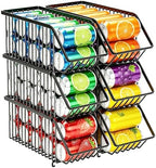 Stackable Soda Can Organizer Rack, Stacking Can Dispensers Refrigerator Organizer Bins Pop Soda Dispenser Canned For Fridge, Freezer, Kitchen, Cabinets (Black, 6) by Boeetech