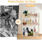 Bathroom Countertop Organizer, 3 Tier Acrylic Tray Vanity Counter Skincare Organizer Shelf, Kitchen Under Sink Standing Rack, Home Storage Holder for Lotion Makeup Cosmetics Perfume Spice, Gold - Image 6