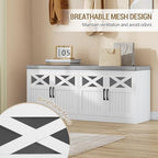 Hzuaneri 47.2" Shoe Storage Bench with 4 Barn Doors & Padded Seat Cushion - Image 6