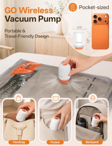 10 Pack Vacuum Storage Bags for Travel with Rechargeable Cordless Pump - Image 4