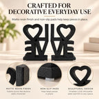 Love Bookends, Black Decorative Book Ends for Shelves, Resin Bookends Set - Image 3