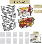 JUNCHU CHERRY 5 Pack Hanging Storage Basket, Bathroom Basket, Household Goods, with Traceless Tape, no Drilling, for Cabinet Storage, Kitchen, Bathroom, Storage Room,Black - Image 3