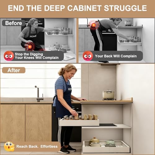 Fokyfok 2Pc Pull out Cabinet Organizer,7"-11"W,17"-24"D,Expandable - Image 4