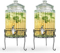 2 PACK 1.5 Gallon Drink dispenser, Glass Beverage Dispenser With Elegant Stand Stand, Drink Dispensers for Parties With Spigot 100% Leakproof. Perfect For Parties And Daily Use by MosJos