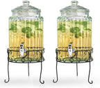 2 PACK 1.5 Gallon Drink dispenser, Glass Beverage Dispenser With Elegant Stand Stand, Drink Dispensers for Parties With Spigot 100% Leakproof. Perfect For Parties And Daily Use by MosJos