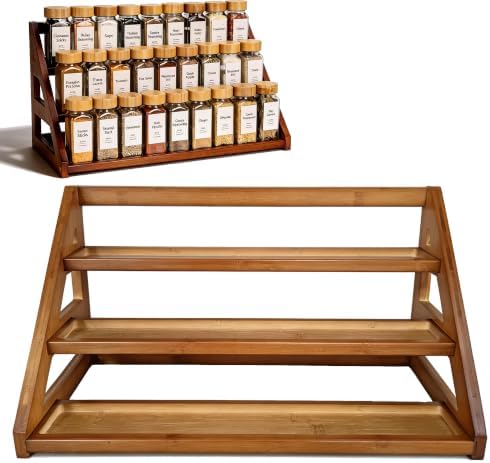 Bamboo 3 Tier Spice Rack,Spice Organizer for Cabinet/Countertop by MNADSFKJ