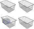 16inch Freezer Wire Storage Organizer Baskets, Household Refrigerator Bin with Built-in Handles for Cabinet, Pantry, Closet, Bedroom Black,4pack by Y.Z.Bros