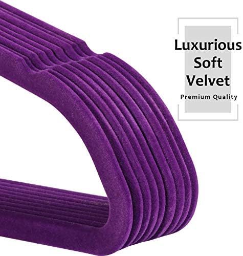 VECELO Premium Velvet Clothes Hangers Suit Heavy Duty (50 Pack)-Non Slip & Space-Saving with 6 Finger Clips & Tie Rack Excellent for Men and Women,Purple - Image 4