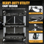 3-Tier Folding Utility Cart, Heavy Duty Rolling Cart with Wheels - Image 5