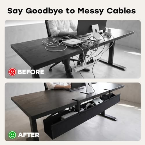 No Drill Under Desk Cable Management Tray, 48 Inch, Black - Image 5
