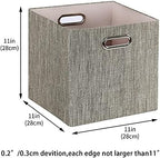 Posprica Storage Bins,11×11 Foldable Storage Cubes Boxes Container Closet Organizer Shelf Cabinet Bookcase,Thick Fabric Drawer Container - 4pcs,Coffee - Image 3