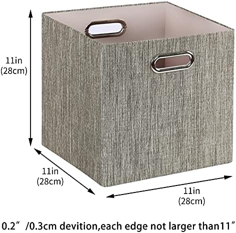 Posprica Storage Bins,11×11 Foldable Storage Cubes Boxes Container Closet Organizer Shelf Cabinet Bookcase,Thick Fabric Drawer Container - 4pcs,Coffee - Image 3