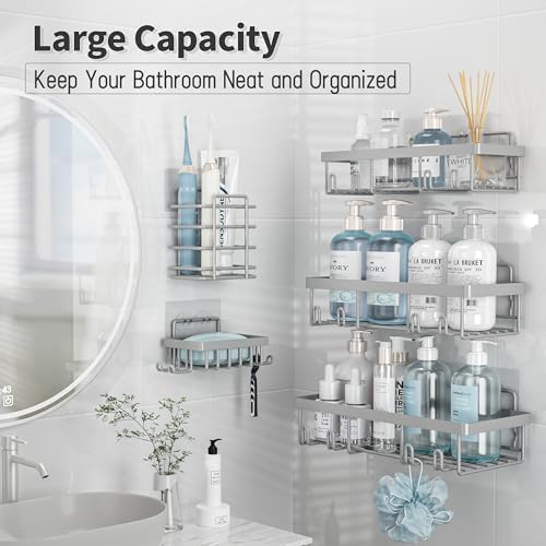 Liuoud 10 Pack Shower Caddy for Inside Shower, Grey Bathroom Storage Decor - Image 2