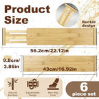 Joyeee Kitchen Drawer Dividers 6 Pack, 16.9-22.1" Adjustable Bamboo Drawer Organizer, 3.86" High Expandable Utensils Separators for Closet, Dresser, Bathroom, Bedroom, Office - Image 4