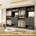 Unikito Closet System, 100" Closet Organizer with Drawers & Mirror, Black - Image 5