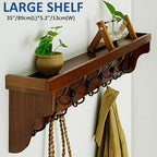 WEBI Wall Shelf with Hooks Underneath,35" Long Coat Rack Wall Mount with Shelf,Entryway Coat Rack with 7 Triple Hooks for Hanging Coats,Jacket,Bathroom,Cherry - Image 5