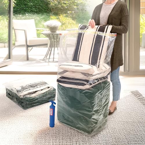 Hefty Shrink-Pak Vacuum Storage Bags – For Clothes, Pillows, Towels, Blankets & More – Space Saver Vacuum Suction Sealer Bags for Home or Travel – 4 Jumbo Cubes, 43.5 x 34 x 18 Inches - Image 7