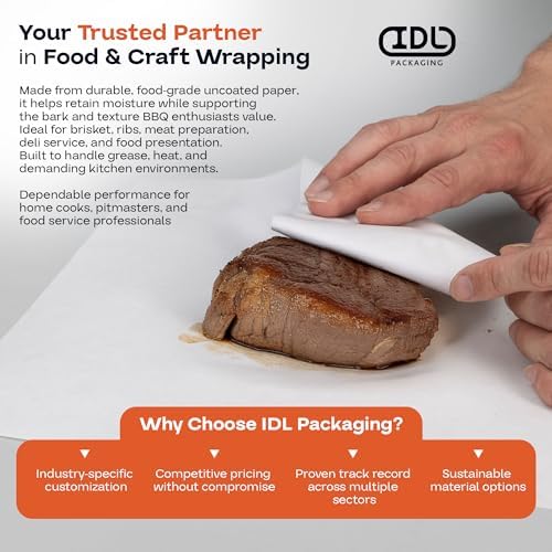 White Butcher Paper 24" x 12000" (1000 feet) with Dispenser - USA-Made Natural Butcher Paper Roll for Meat and Fish - Uncoated, Unwaxed & Food-Grade Material for Smoking, Barbecue by IDL Packaging - Image 7
