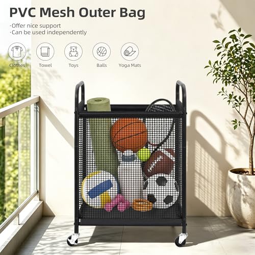 STORAGE MANIAC Rolling Laundry Hamper with Wheels 1-Section Laundry Sorter Rolling Laundrys Basket on Wheels with Removable Bag Clothes Hamper Laundrys Organizer Cart Bathroom Bedroom 90L Grey - Image 6