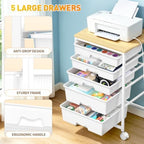 SUNALLY Rolling Carts With 5 Drawers, Storage Drawer Carts for Craft, White - Image 5