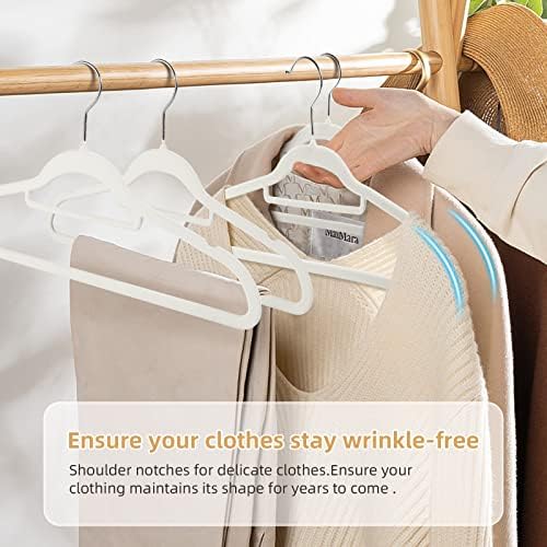 Velvet Clothing Hangers Non-Slip White Suit Hanger Space Saving Clothes Hanger Heavy Duty Adult Hanger Hangers with 360°Swivel Hook 20 Pack - Image 4