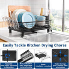 Expandable Dish Drying Rack for Kitchen Counter, Rustproof Sink Dish Drainer with Adjustable Legs & Angled Draining Tray, Space Saving Counter Dish Rack - Image 5