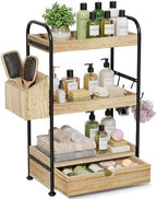 Kottwca 3-Tier Bathroom Counter Organizer, Wooden Vanity Shelf, Light Brown by Kottwca