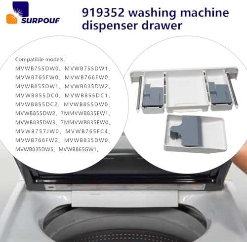 W10919352 Washing Machine Dispenser Drawer Replacement Compatible with Whirlpool Maytag 4455043 AP6037331 PS11770104 W10777533 W10794835 - Image 6