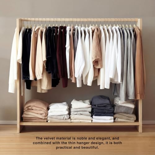 60 Pack White Velvet Felt Pants Hangers with 60 Hooks, Heavy Duty Space Saving Clothes Hangers with 360° Swivel Hook, Non Slip Thin Cute Flocked Design for Shirts, Coats, Dresses & Closet Organization - Image 6