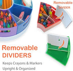 Kids Art Supply Storage Organizer with Dividers – 8.6" Rotating Lazy Susan Caddy for Crayons, Markers & Pencils - Image 2