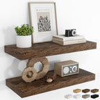 RICHFOCUS 24Inch Floating Shelves for Wall 2Pack|Rustic Brown|8" D by RICHFOCUS