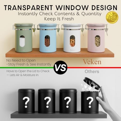 Veken Coffee Canister with Window, Airtight Stainless Steel Container, 22OZ - Image 4