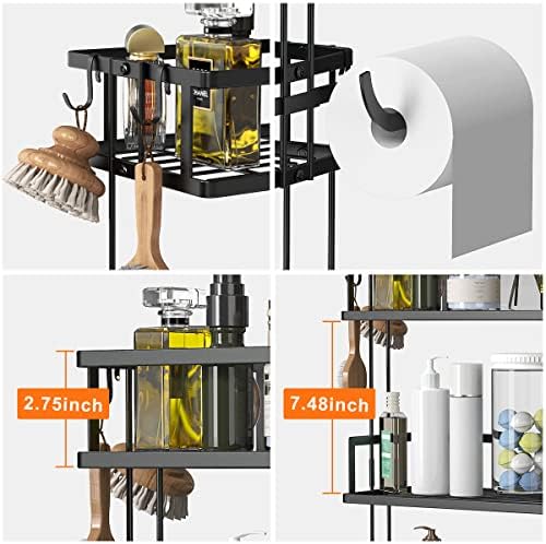 FLOLXNB Over The Toilet Storage,3-Tier Bathroom Organizer Shelves with Paper Holder, Multifunctional Toilet Rack,No Drilling Storage Shelf, Home Storage Space Saver Wall Mounting Design,White - Image 5