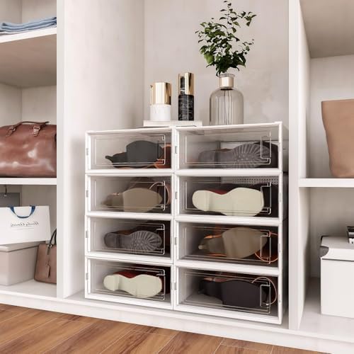 12-Piece Extra Large Boot and Shoe Storage Boxes, Stackable Clear Plastic Shoe Organizer, Space-Saving Shoe Boxes for Boots, Sneakers, and High Heels, Clear - Image 2