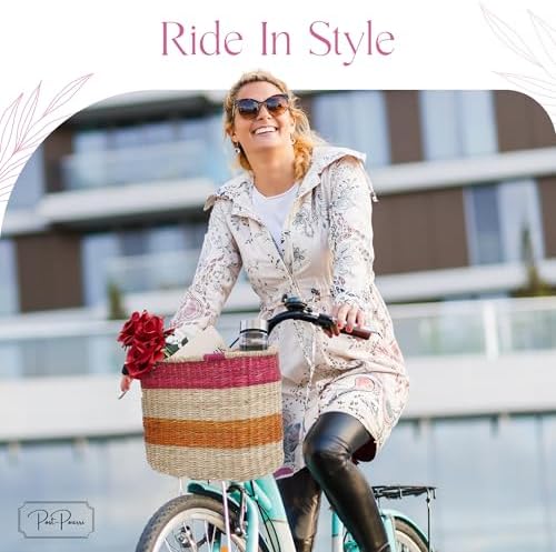 Seagrass Handmade Woven Cruiser Adult Bicycle Basket, Front Bike Basket, Detachable Handlebar Basket, Leather Straps - Image 5
