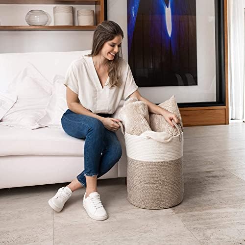 OrganiHaus Tall Cotton Rope Laundry Basket & Hamper, Blanket Storage 52L - Image 5