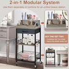 Large Makeup Cart Organizer with Hair Tool Holder, Black and Gray - Image 2